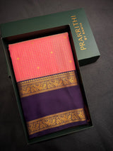 Pink and deep purple Semi kanchipuram silk saree- PSSRN29