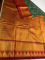 Dark green and Maroon Semi kanchipuram silk saree- PSSRN30