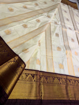 Sandal and brown Semi kanchipuram silk saree- PSSRN31