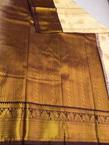 Sandal and brown Semi kanchipuram silk saree- PSSRN31
