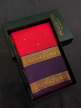 Reddish Pinkand deep purple Semi kanchipuram silk saree- PSSRN32
