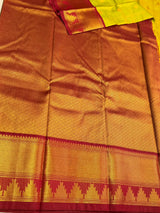 Parrot green and maroon Semi kanchipuram silk saree- PSSRN33