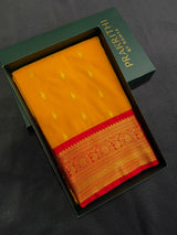 Yellow and red Semi kanchipuram silk saree- PSSRN34