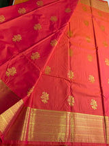 Peachish orange Semi kanchipuram silk saree- PSSRN35