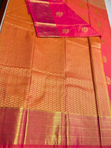 Peachish orange Semi kanchipuram silk saree- PSSRN35
