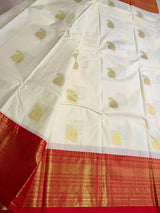 Sandal and red Semi kanchipuram silk saree- PSSRN36
