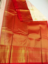 Sandal and red Semi kanchipuram silk saree- PSSRN36
