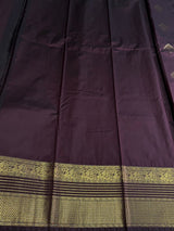 Deep coffee brown Semi kanchipuram silk saree- PSSRN39