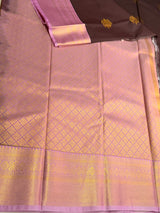 Brown and Pink Semi kanchipuram silk saree- PSSRN41