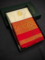 Sandal and red Semi kanchipuram silk saree- PSSRN42