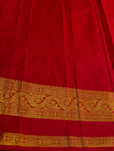 Sandal and red Semi kanchipuram silk saree- PSSRN42