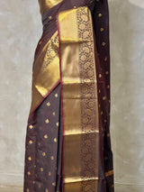 Rust Orange and Brown Banarasi silk saree - PBRRP3