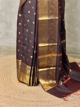 Rust Orange and Brown Banarasi silk saree - PBRRP3