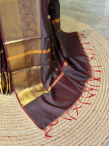 Rust Orange and Brown Banarasi silk saree - PBRRP3