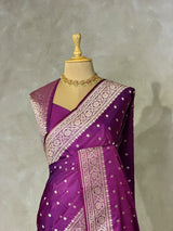 Purple pure satin Banarasi silk saree - PRAZ7