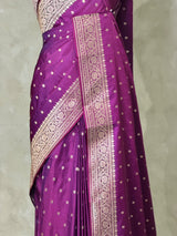 Purple pure satin Banarasi silk saree - PRAZ7