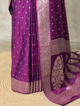 Purple pure satin Banarasi silk saree - PRAZ7