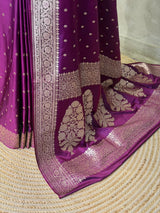 Purple pure satin Banarasi silk saree - PRAZ7