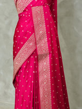 Rani pink pure satin Banarasi silk saree - PRAZ7A