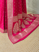 Rani pink pure satin Banarasi silk saree - PRAZ7A