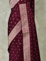 Deep Burgundy Banarasi silk saree - PRAZ7E