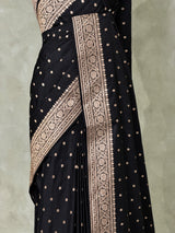 Black satin Banarasi silk saree - PRAZ7D
