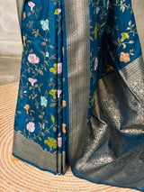 Peacock blue Semi Tusser silk saree- PBRMM4B