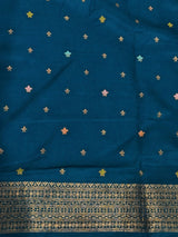 Peacock blue Semi Tusser silk saree- PBRMM4B