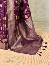 Deep wine Semi Tusser silk saree- PBRMM4A