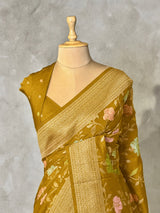 Deep Olive Green Semi Tusser silk saree- PBRMM4C