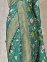 Emerald Green Semi Tusser silk saree- PBRMM4D