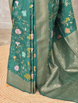 Emerald Green Semi Tusser silk saree- PBRMM4D