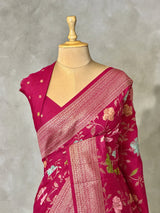 Dark Pink Semi Tusser silk saree- PBRMM4E