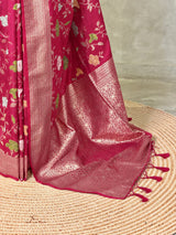 Dark Pink Semi Tusser silk saree- PBRMM4E