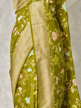 Olive Green Semi Tusser silk saree- PBRMM4D