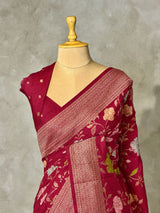 Light wine Semi Tusser silk saree- PBRMM4E