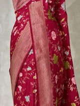 Light wine Semi Tusser silk saree- PBRMM4E