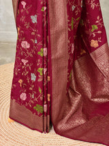 Light wine Semi Tusser silk saree- PBRMM4E