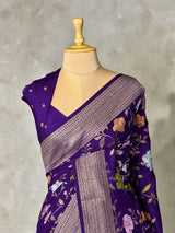 Violet Semi Tusser silk saree- PBRMM4D