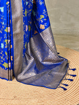Royal blue Semi Tusser silk saree- PBRMM4E