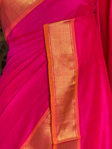 Rani Pink and yellow Handloom silk cotton saree - PBRMH1M