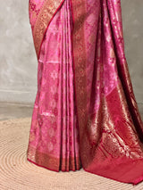 Pink and maroon Banarasi mashru katan silk saree - PRAZ8