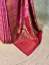 Pink and maroon Banarasi mashru katan silk saree - PRAZ8