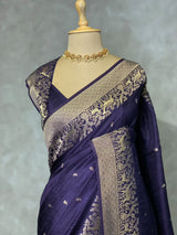 Dark blue Viscose Silk Saree - PBRATH8