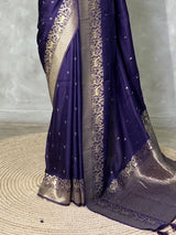 Dark blue Viscose Silk Saree - PBRATH8