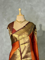 Rust Orange and Brown Banarasi silk saree - PBRRP2