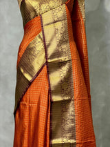Rust Orange and Brown Banarasi silk saree - PBRRP2
