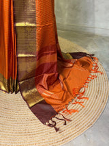 Rust Orange and Brown Banarasi silk saree - PBRRP2