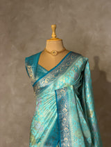 Blue Banarasi mashru katan silk saree - PRAZ8A