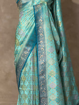 Blue Banarasi mashru katan silk saree - PRAZ8A